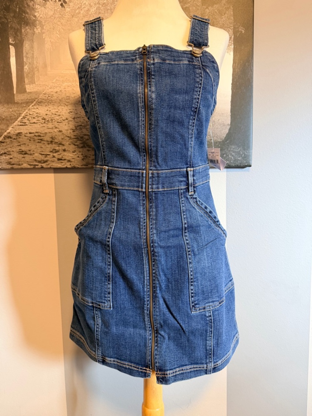 American Eagle Outfitters Dark Blue Denim Zip-Front Mini Dress